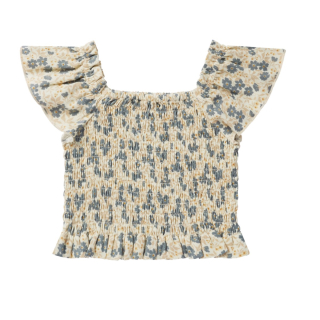 Rylee & Cru Top Creme/Blauw Bloemenprint
