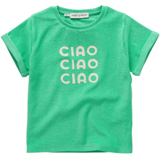 Sproet & Sprout T-shirt groen ciao badstof voor kinderen met speelse print