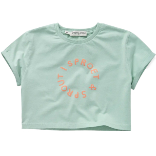 Sproet & Sprout T-shirt groen cropped met ronde logoprint voor kinderen