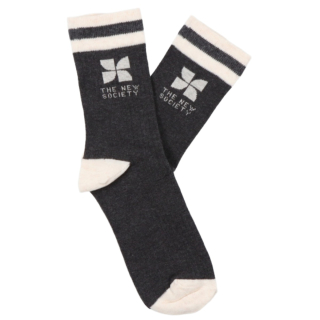 The New Society TNS Logo Socks Dark Grey Melange kindersokken