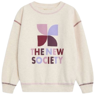 The New Society TNS Logo Sweatshirt Whisper White Melange Multicolor creme voor meisjes met kleurrijke logo print