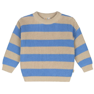 Yuki Gebreide Trui Beige/Blauw Oh Boy