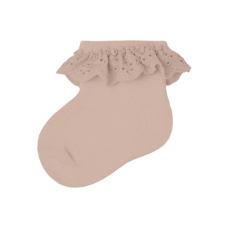 Lil Atelier enkelsok met kanten rand baby Rose Dust