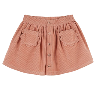 Emile et Ida Rok Rib Velours Poches Fleurs Sakura Roze