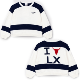 Alix Mini Gebreide Trui Gestreept Creme Blauw