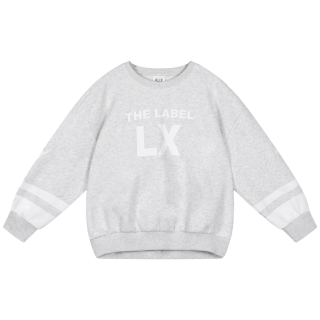 Alix Mini kids knitted sporty sweater super light grey melange The Label LX bij Pudilo