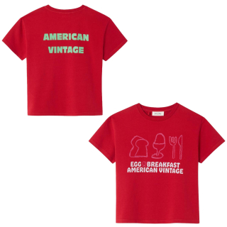 American Vintage T-shirt Rood Groseille Vintage