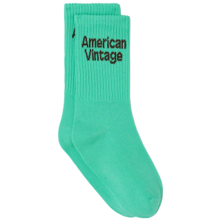 American Vintage Sokken Clypsun Aquatique turquoise met donker American Vintage-logo en geribde schacht