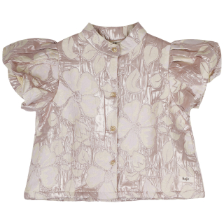 Baje Studio blouse roze/creme bloemen lian creme fawn met pofmouwen en knoopsluiting voor meisjes