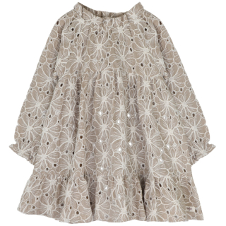Baje Studio dresses Chiara taupe light bloemen detail