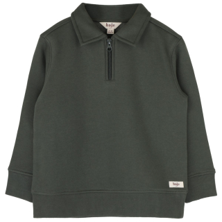 Baje Studio sweater green agave kraag en rits detail