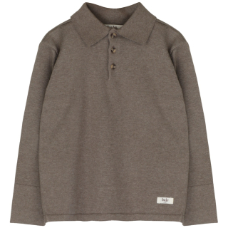 Baje Studio evans sweater taupe ribboord mouw detail
