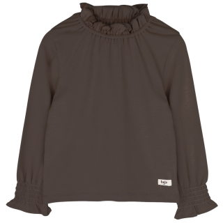 Baje Studio longsleeve Healy brown choco ruffle kraag