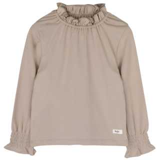 Baje Studio meisjes longsleeve taupe light mouwdetail