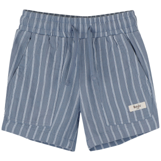 Baje Studio korte broek blauw/creme strepen mathieu blue stone jongens short met verticale strepen en elastische tailleband.