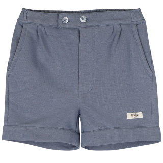 Baje Studio korte broek blauw mino blue stone jongens sweat short met omgeslagen zoom en steekzakken.