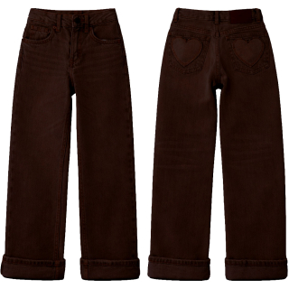 Baje Studio meisjes broek brown choco wijde pijp