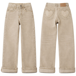 Baje Studio pants long Maey taupe achterkant hartjes