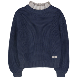 Baje Studio sweater Mai blue ruffle kraag
