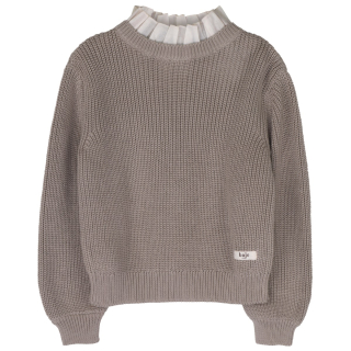Baje Studio gebreide sweater Mai taupe ruffle kraag