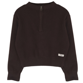 Baje Studio meisjes sweater brown choco met rits