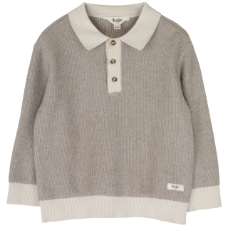 Baje Studio gebreide jongens sweater taupe light structuur