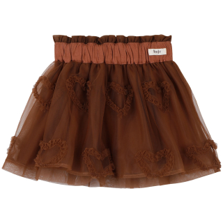 Baje Studio rok bruin hartjes tule cedeira brown coconut met elastische tailleband en 3D hartjes.