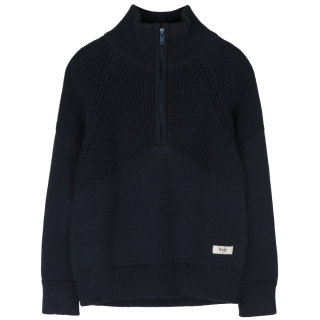 Baje Studio sweater Seward blue kraag met ritssluiting