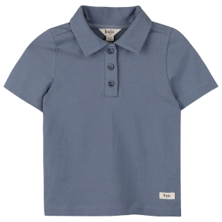 Baje Studio t-shirt blauw polo kraag mason blue stone jongens polo met knoopsluiting en korte mouwen.