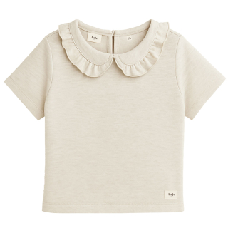 Baje Studio T-shirt creme kraag ruffle francia creme melange