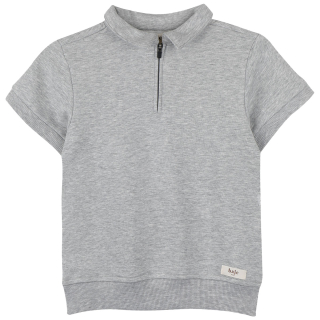 Baje Studio t-shirt grijs kraag en rits teba grijs melange