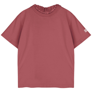 Baje Studio t-shirt rood ruffle kraag almeria red mahagony
