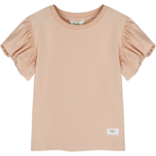 Baje Studio t-shirt roze geplooide mouw valencia rose cafe vooraanzicht meisjes