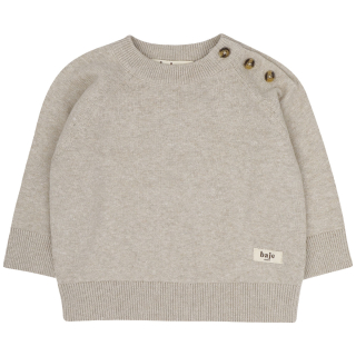 Baje Studio trui oto taupe cafe beige gebreide babytrui met schouderknoopjes.