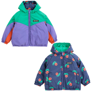 Bobo Choses Omkeerbare Winterjas Stamp Bloom Paars Blauw
