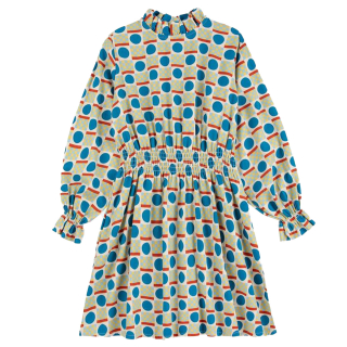 Bobo Choses Jurk Creme/Blauw/Rood Vormen