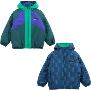 Bobo Choses Omkeerbare Winterjas Almost Moire Groen Blauw
