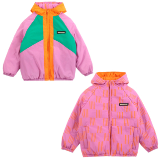 Bobo Choses Omkeerbare Winterjas Almost Moire Fuchsia Roze Oranje