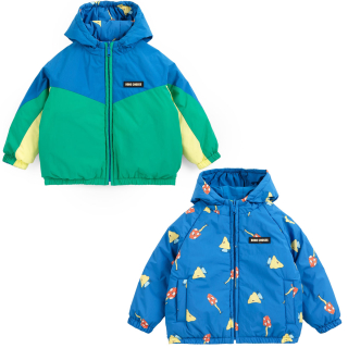 Bobo Choses Omkeerbare Winterjas Mush Monster Duo Groen Blauw