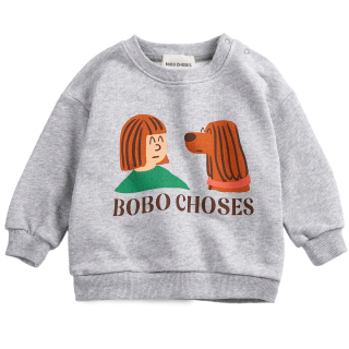 Bobo Choses Sweater Grijs Friends In A Pickle Baby