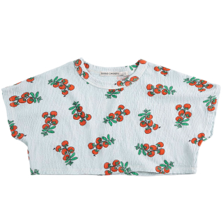 Bobo Choses T-shirt blauw juicy tomatoes cropped