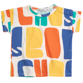 Bobo Choses T-shirt creme met gekleurde letterprint baby