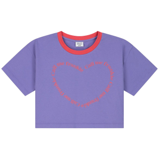 Call Me Frankie T-shirt paars hart cropped
