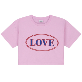 Call Me Frankie T-shirt roze love cropped
