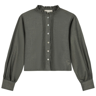Charlie Petite Blouse Noe Forest Green Ruches Plisse