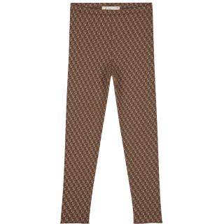 Charlie Petite Jolene Legging Brown CP Logo meisjes legging met all-over CP Logo print aan de voorkant.