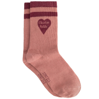 Charlie Petite Sokken Soy Pink With Bordeaux Strepen Hart