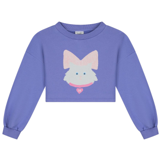 Daily Brat Sweater Paars Kitty Cat Cropped