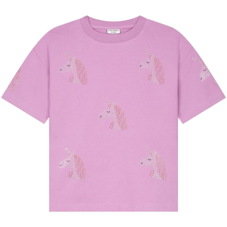 Daily Brat T-shirt paars unicorn met strass