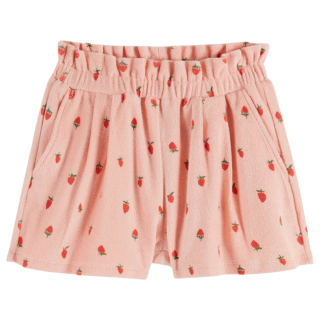 Emile et Ida korte broek roze met aardbeienprint badstof